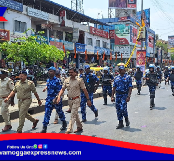 ಶಿವಮೊಗ್ಗದಲ್ಲಿ ಪೊಲೀಸರ ರೂಟ್ ಮಾರ್ಚ್ !  ಕಾರಣವೇನು ?